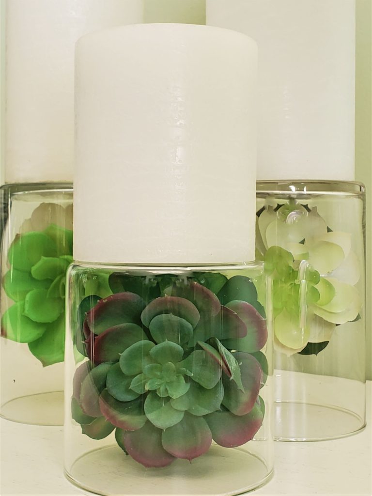 Glass faux succulent candle holders. 