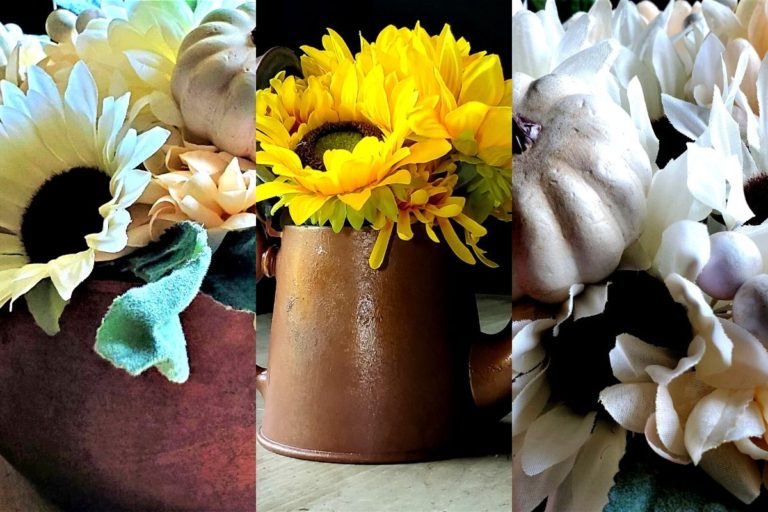 Inexpensive Fall Faux Copper Centerpieces